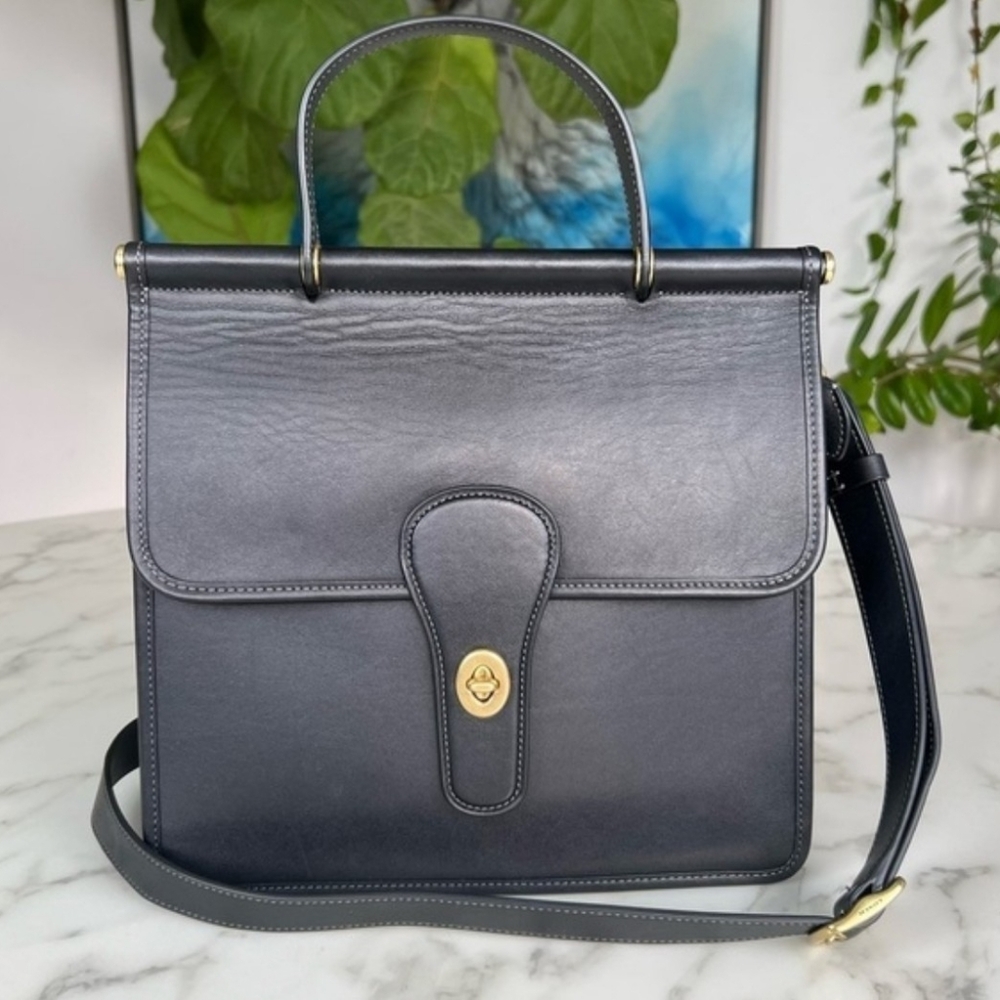 Coach 1941 Originals Willis Top Handle 5785 Black Leather Brass Crossbody large